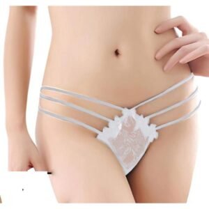 اندروير بانتى دانتيل مزين بفيونكات نسائى - ابيض, one size