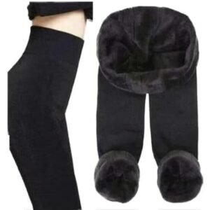 بنطلون لجينجز ضيق مبطن بالصوف الناعم للتدفئة في الشتاء للنساء