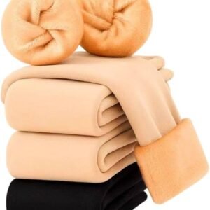 شرابات شتوية دافئة سميكة من الصوف للمنزل للنساء مقاس واحد عدد 2 اسود و 2 بيج