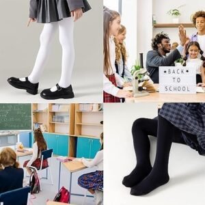 كولون بناتي دافئ ناعم عبوة من قطعتين أسود وأبيض