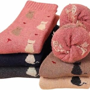 شرابات شتوية دافئة سميكة هاف مبطنة من الداخل فوطة 5 ازواج مع 1 هدية 6 ازواج