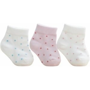 جوارب أطفال قطنية قصيرة بنقاط، أزرق وأبيض ورمادي، مجموعة من 3 قطع