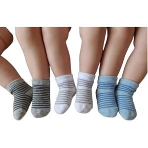 Baby Basics جوارب أطفال قطن 3 أزواج مخططة