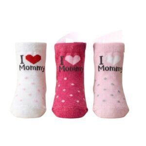 جوارب قطنية للأطفال حديثي الولادة I Love Mommy، 3 أزواج